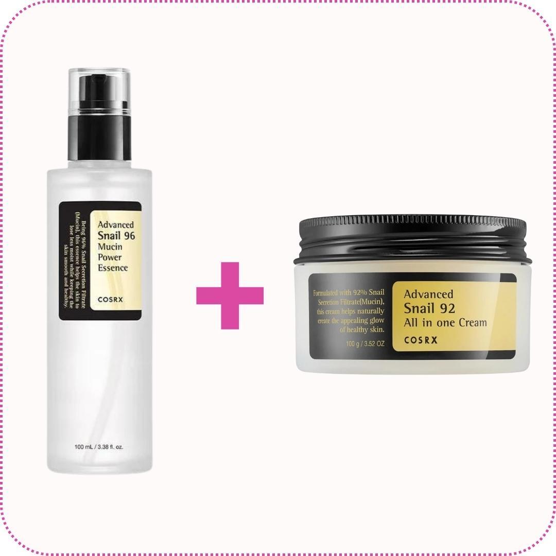 COSRX - Advanced Snail 96 Mucin Power Essence 100 ml  + Advanced Snail 92 All in one Cream - 100gm Cosmetic Holic